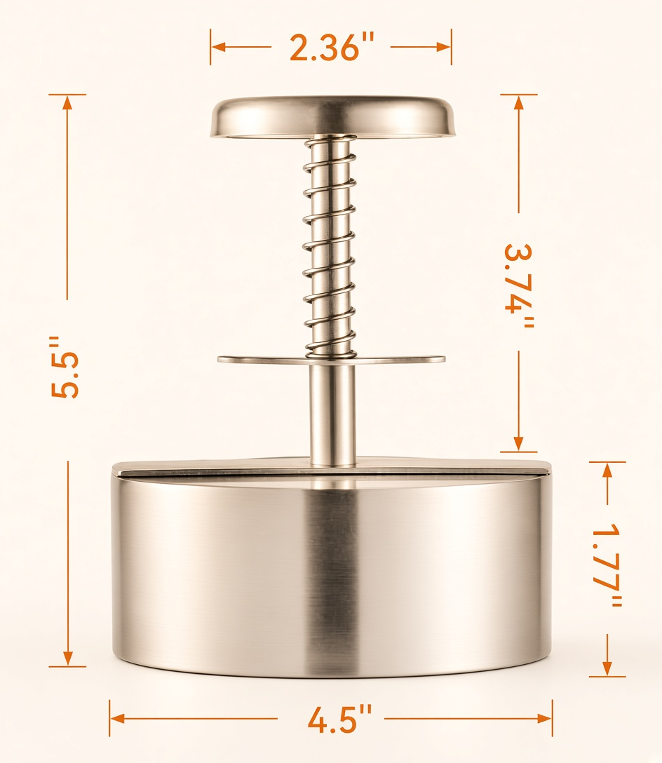 Stainless steel hamburger patty press