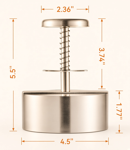 Stainless steel hamburger patty press